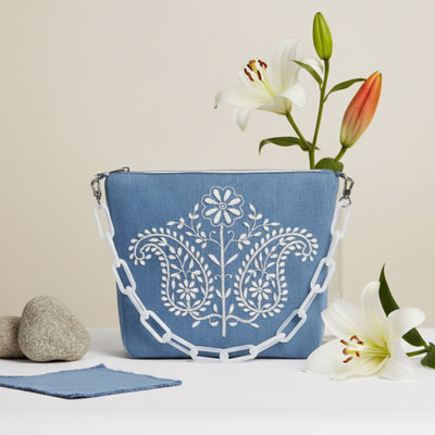 Chikankari Double Paisley Shoulder Bag