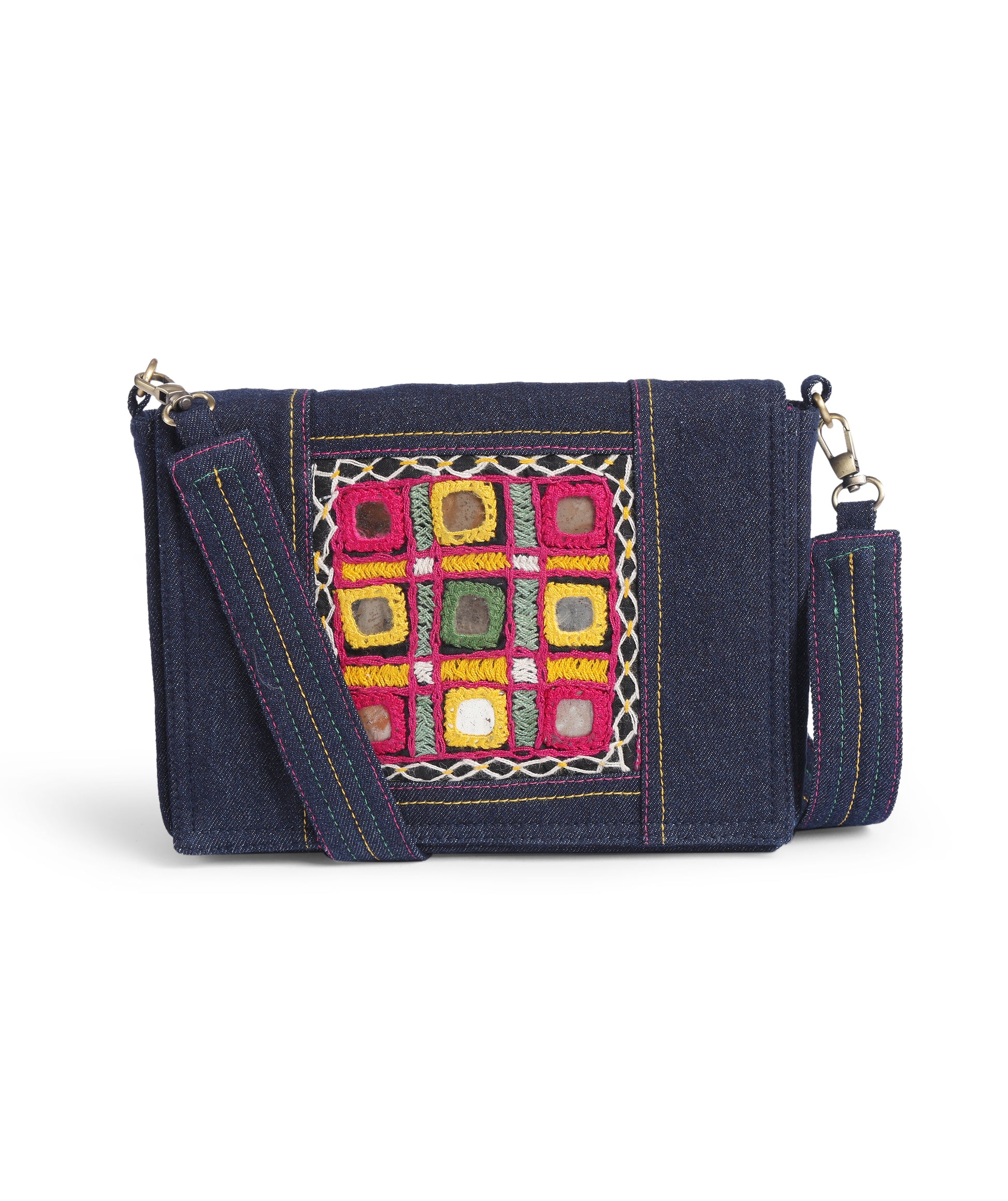 Multicolor Mirror Embroidered Sling