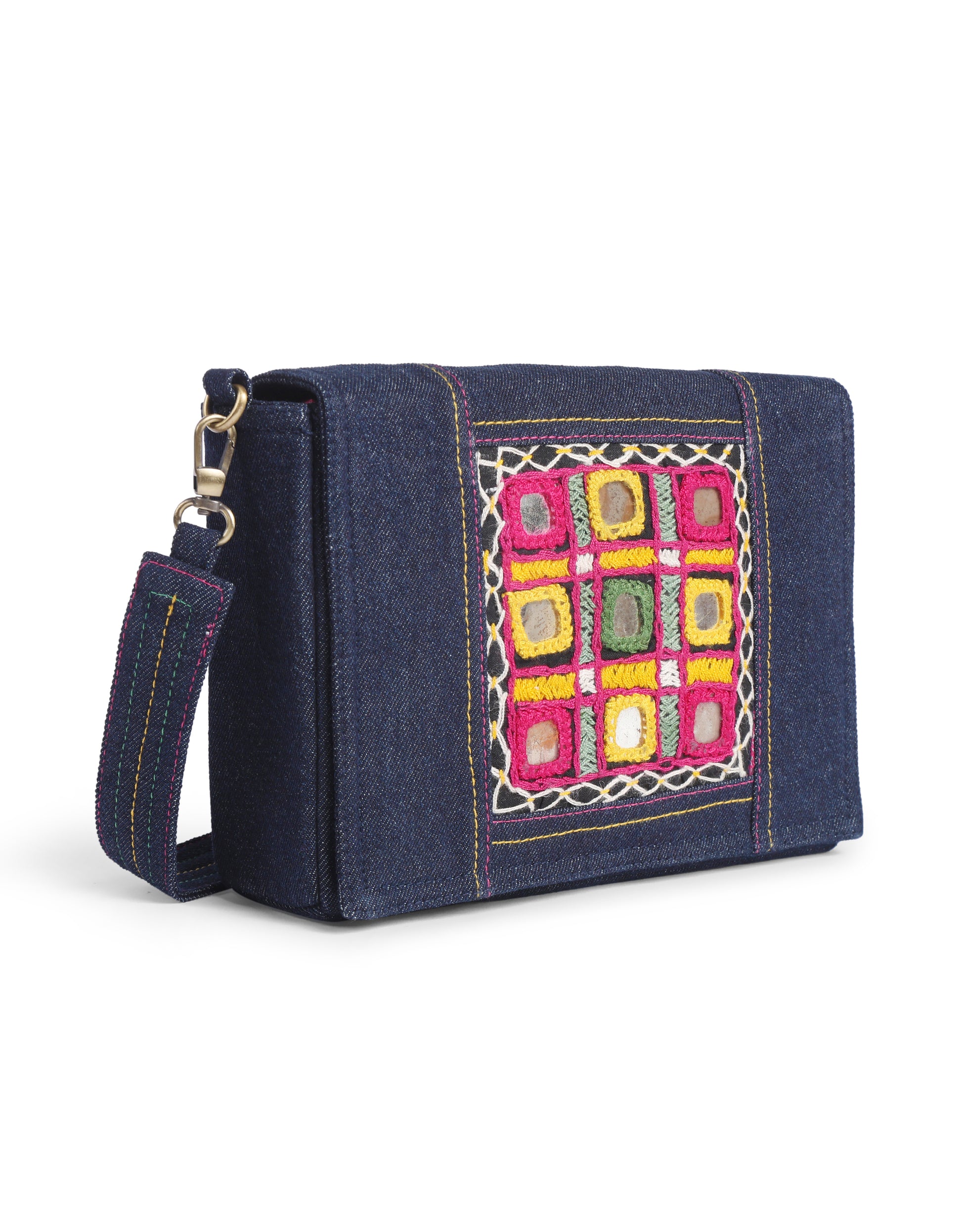 Multicolor Mirror Embroidered Sling