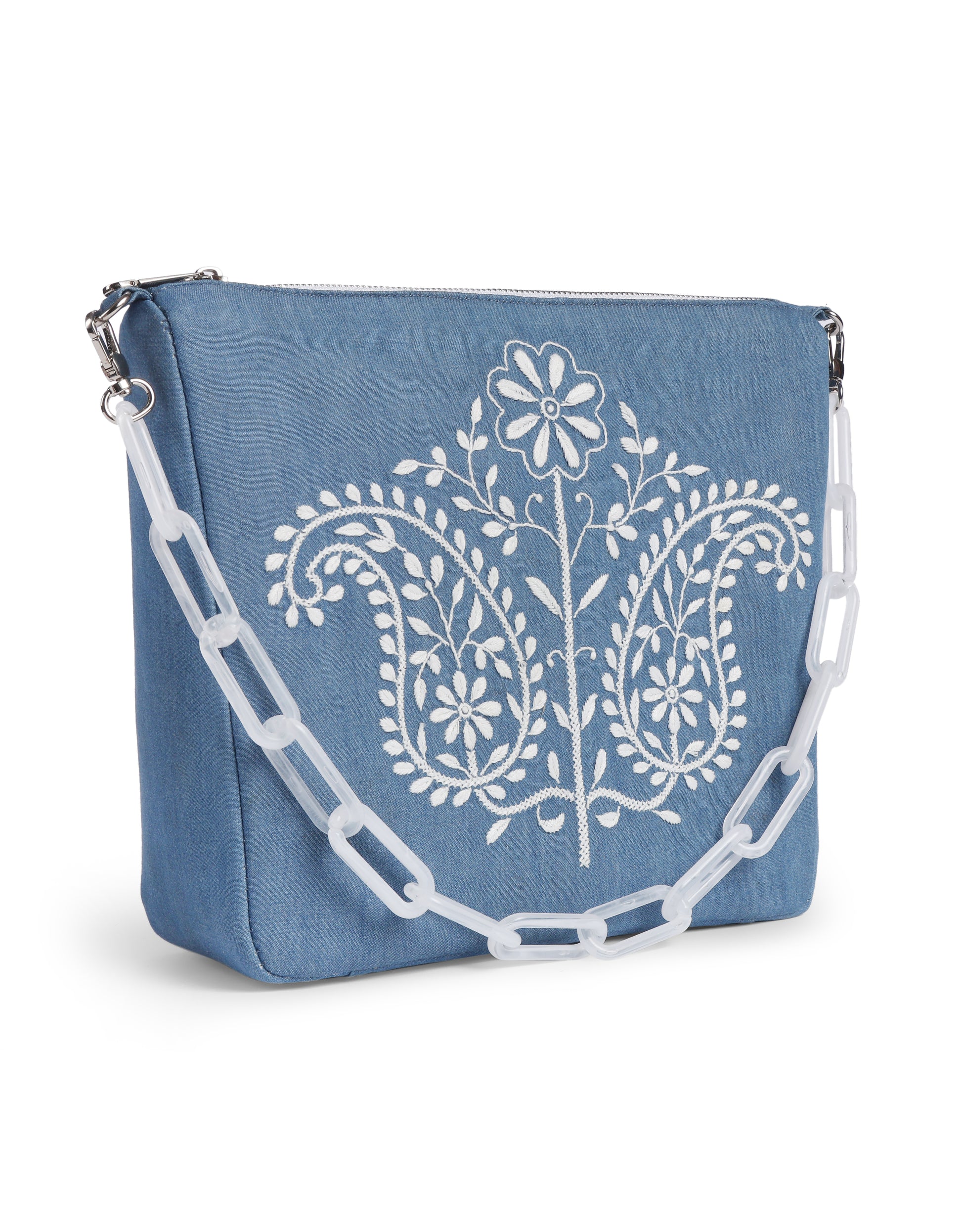 Chikankari Double Paisley Shoulder Bag