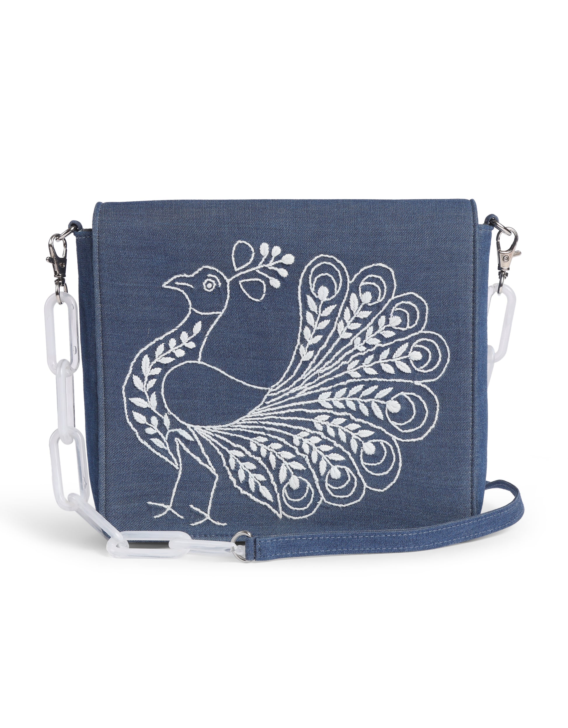 Chikankari Peacock Motif Sling Bag