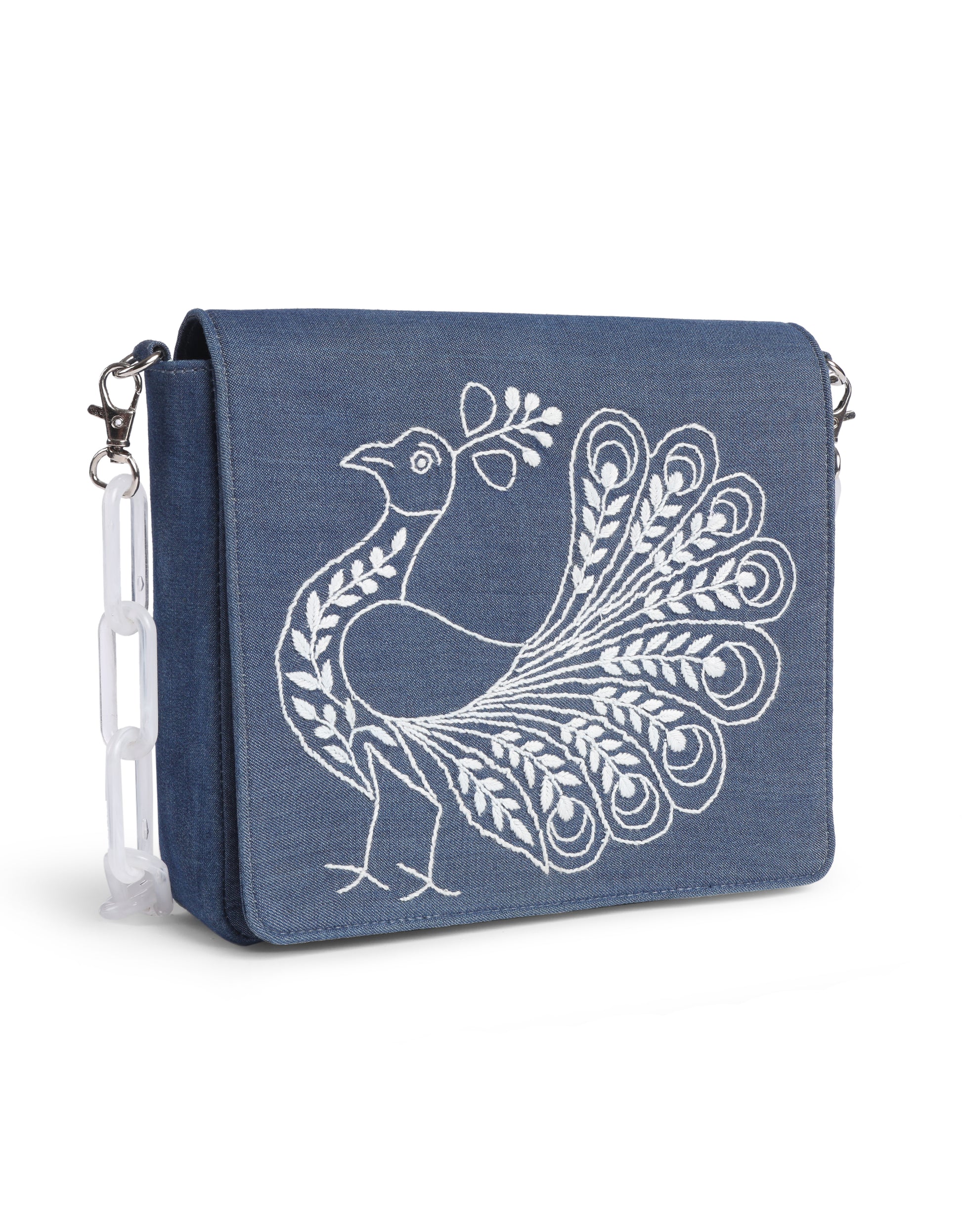 Chikankari Peacock Motif Sling Bag
