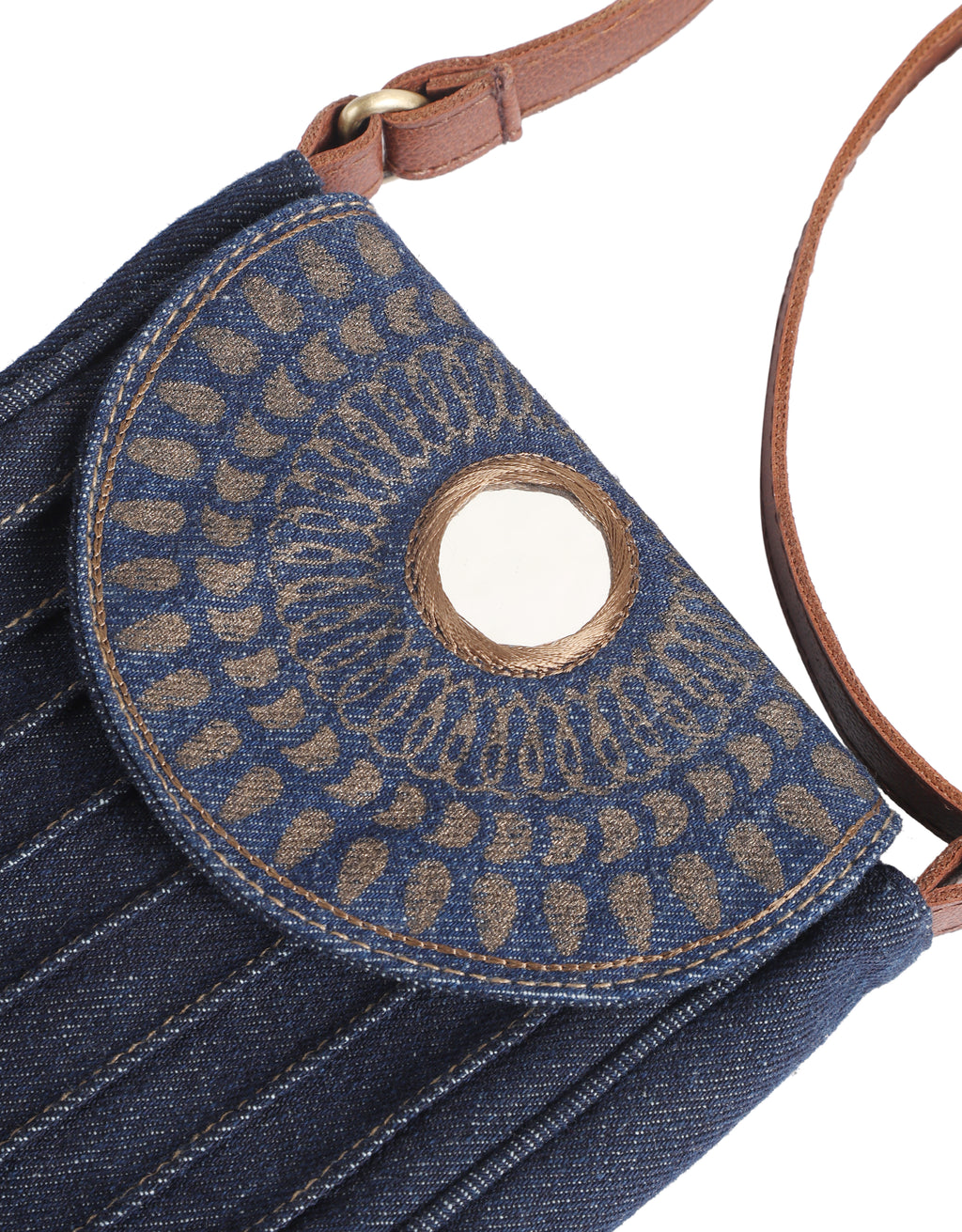 Golden Block Print Mirror Mobile Sling