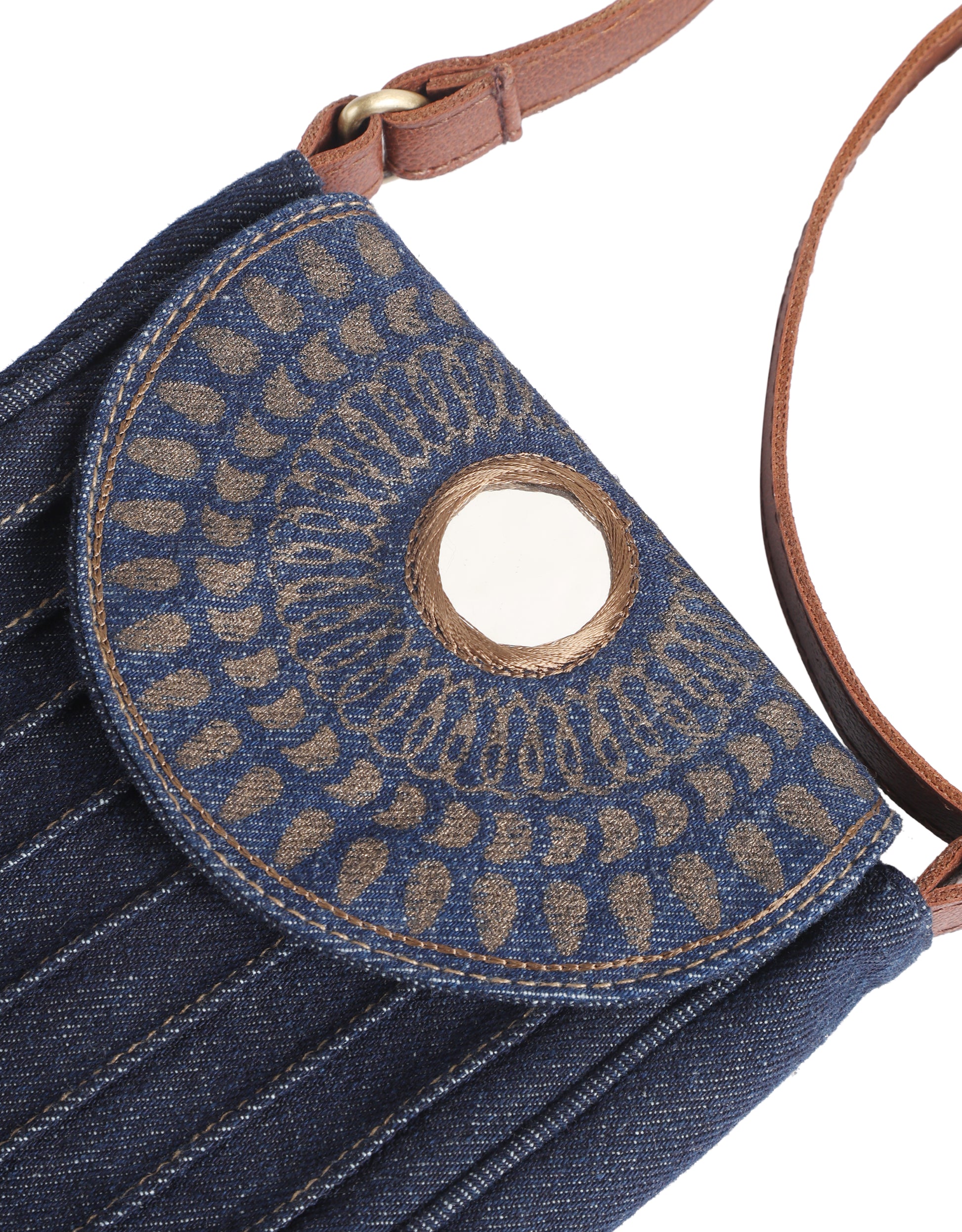 Golden Block Print Mirror Mobile Sling