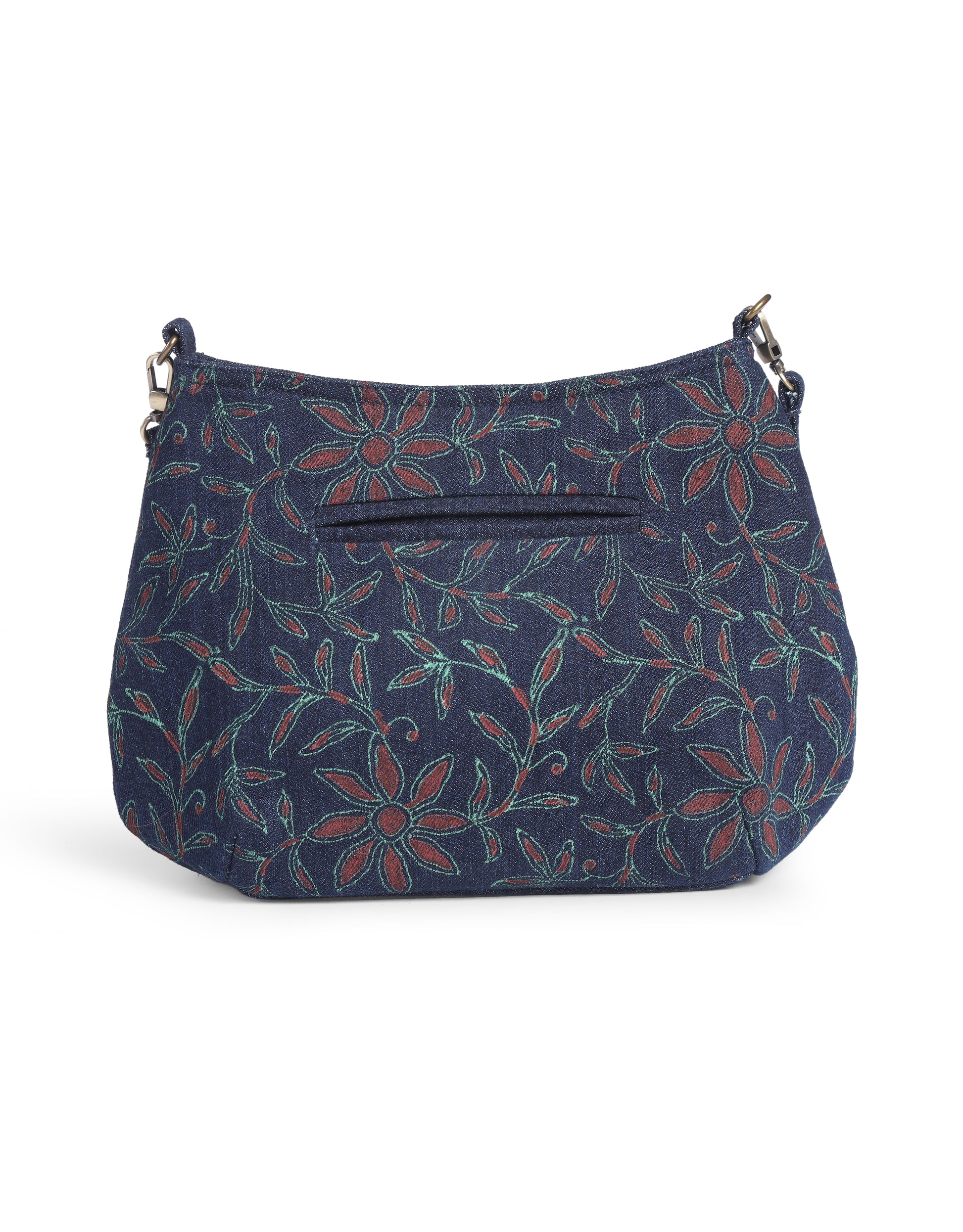 Floral Block Print Denim Sling