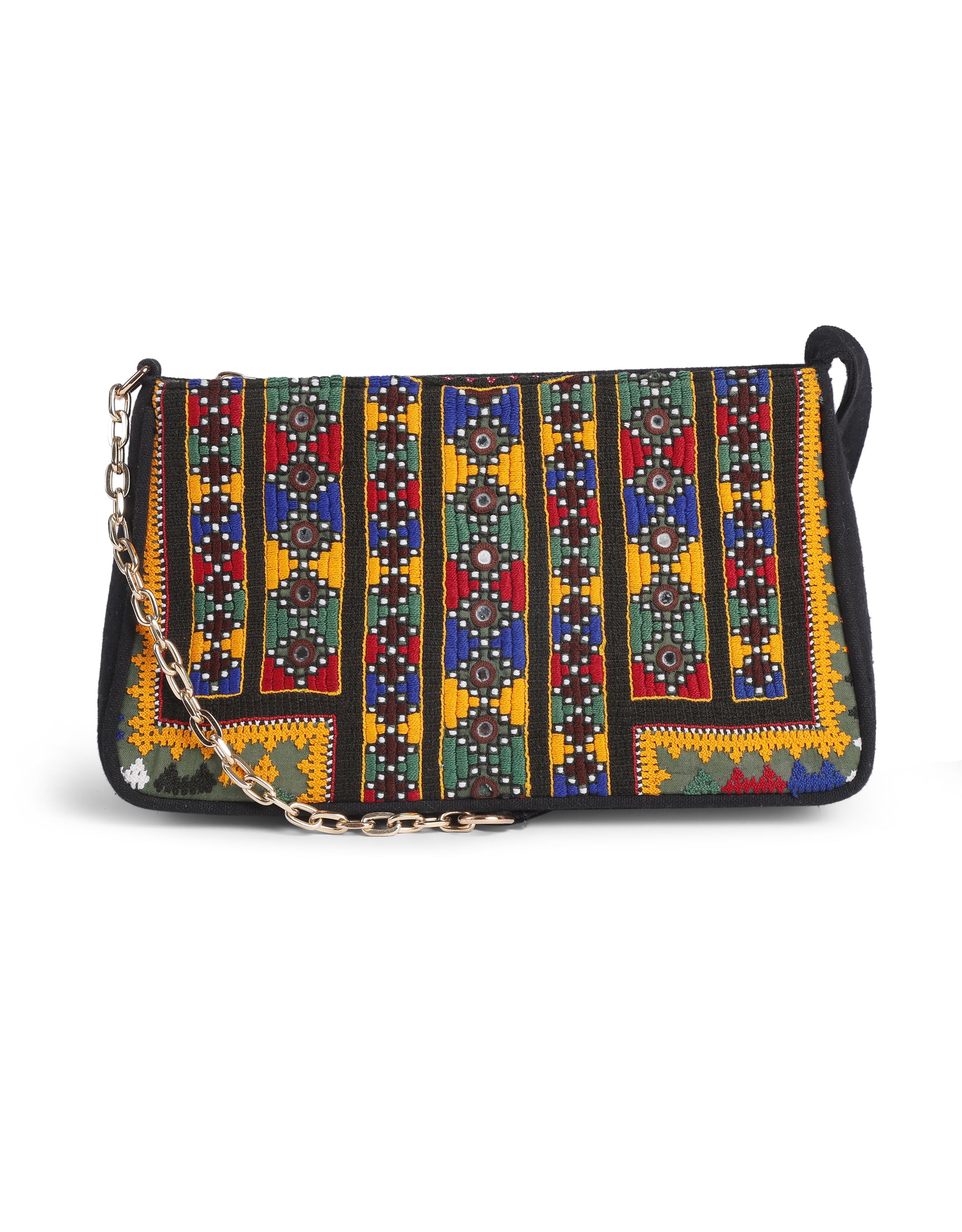 Vintage Embroidery Black Shoulder Bag