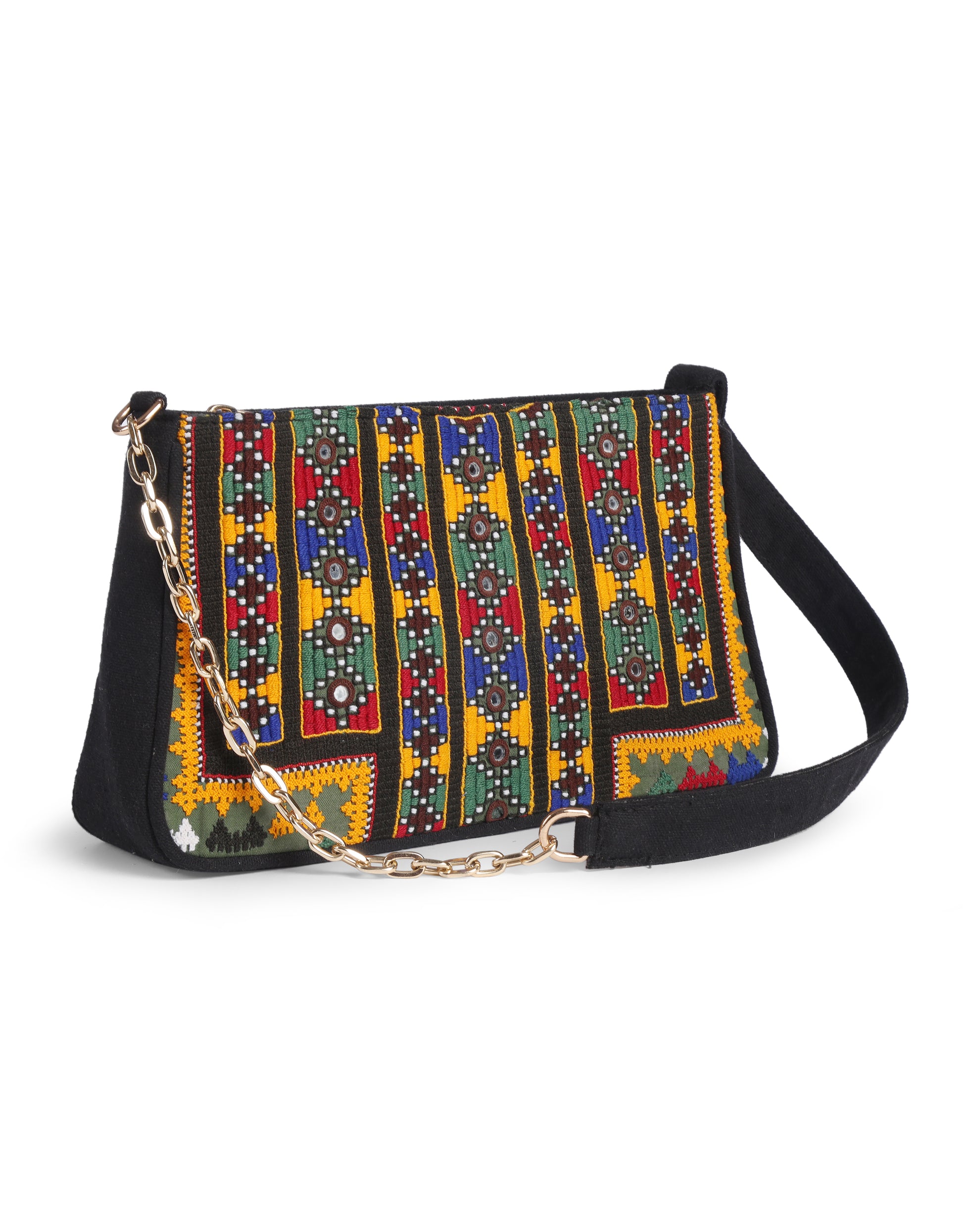 Vintage Embroidery Black Shoulder Bag