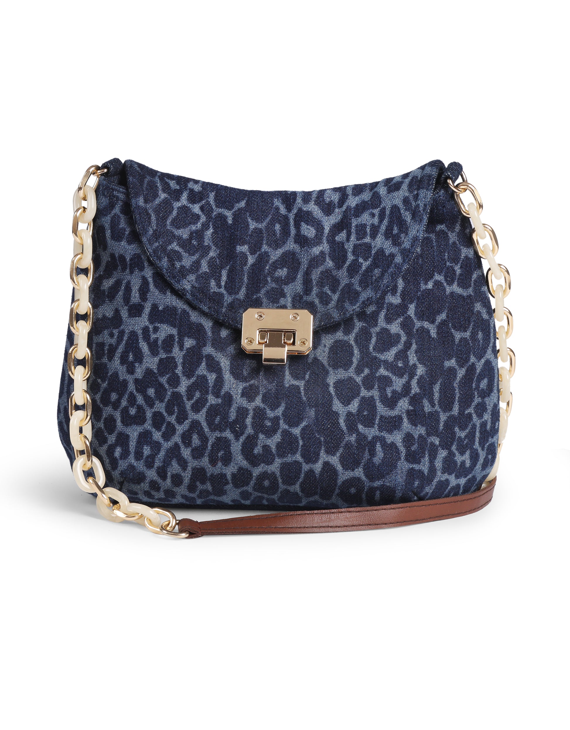 Leopard Print Denim Sling