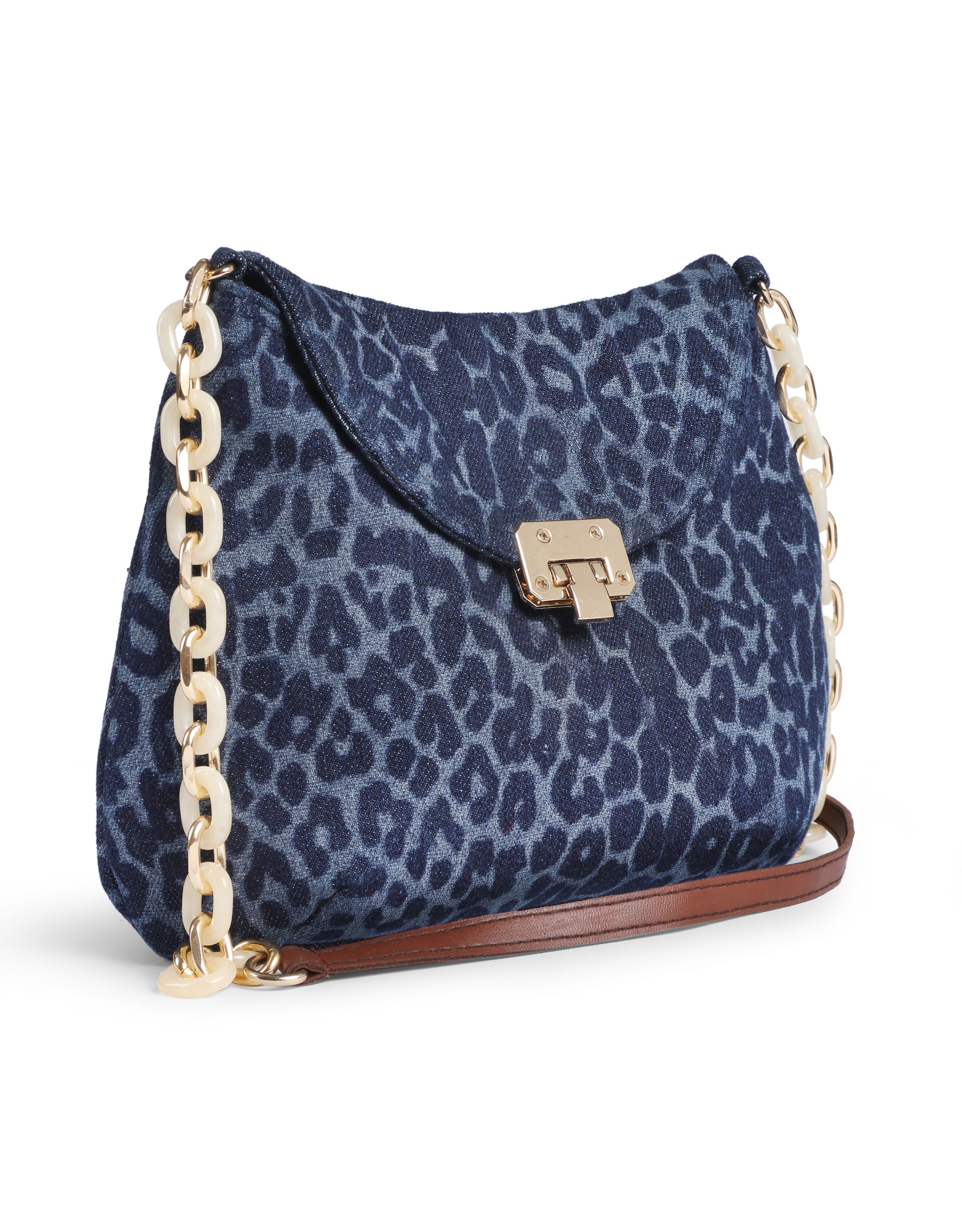 Leopard Print Denim Sling