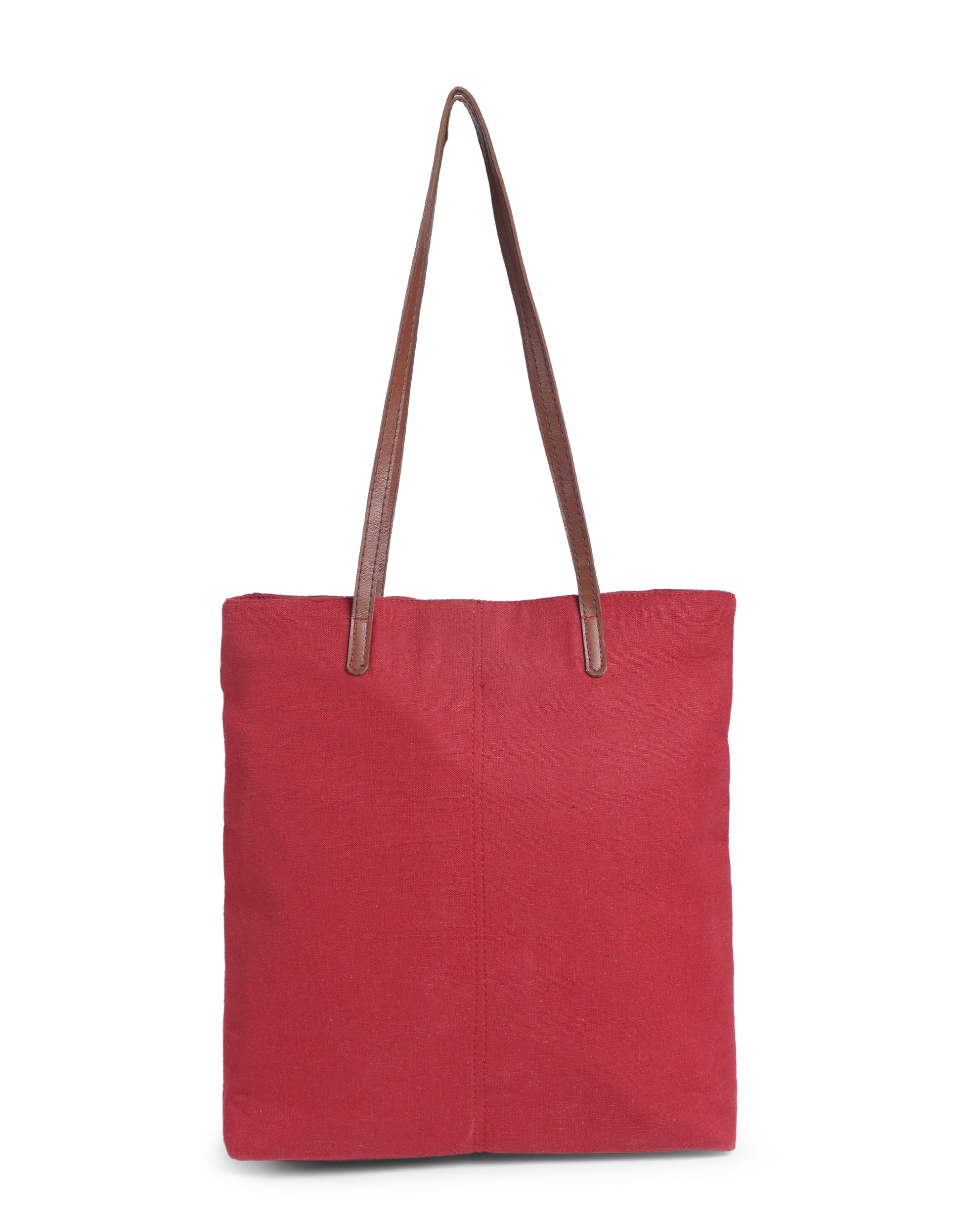 Maroon Thread Embroidered Tote