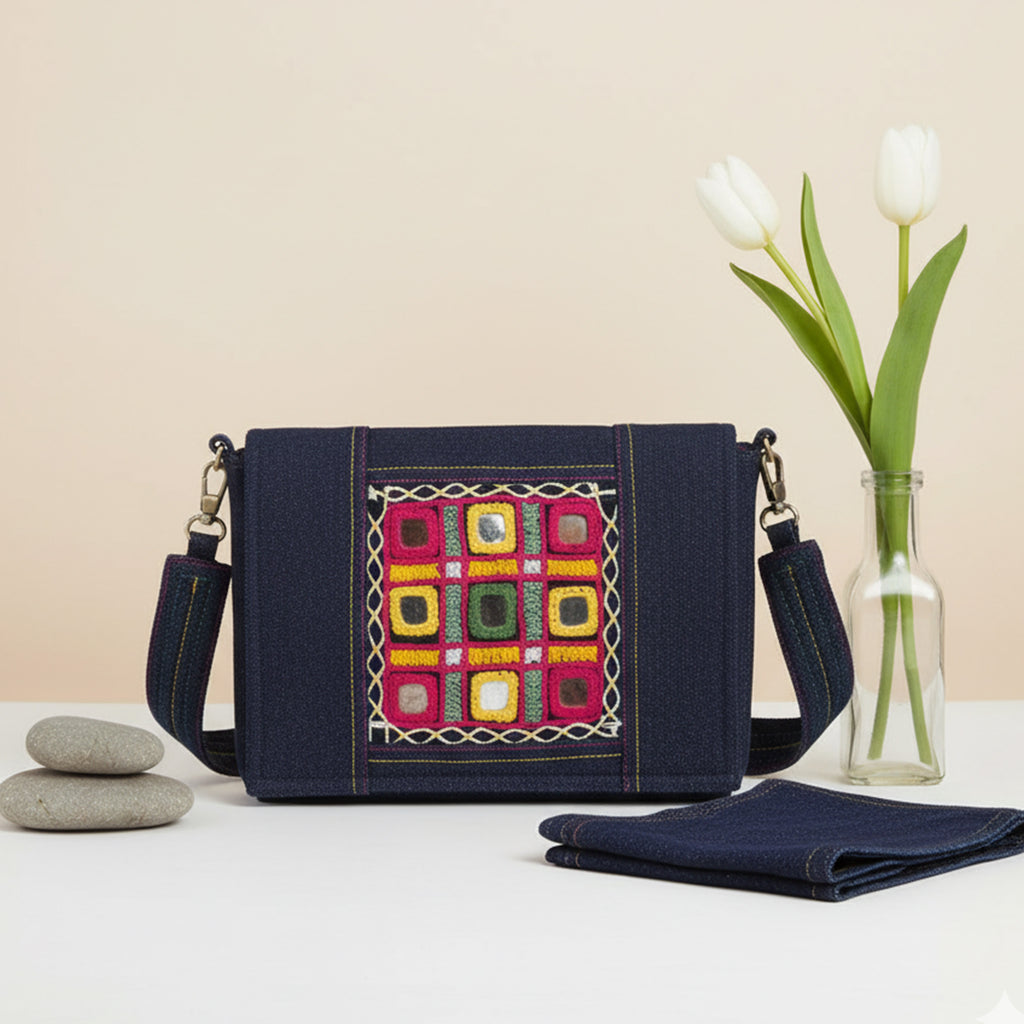 Multicolor Mirror Embroidered Sling