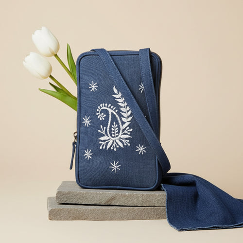 Chikankari Crossbody Mobile Sling