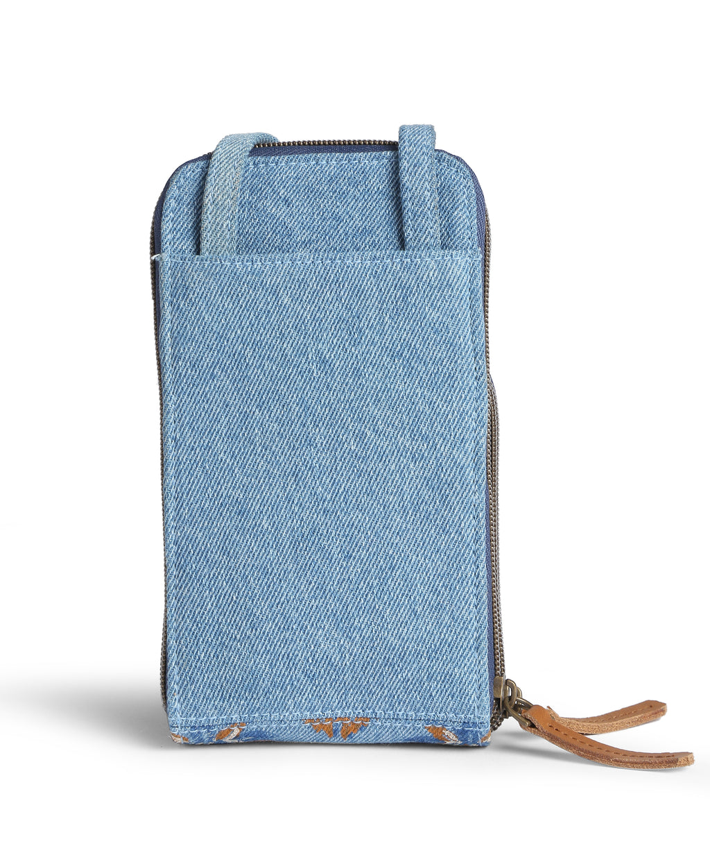 Block Print Double zip mobile pouch