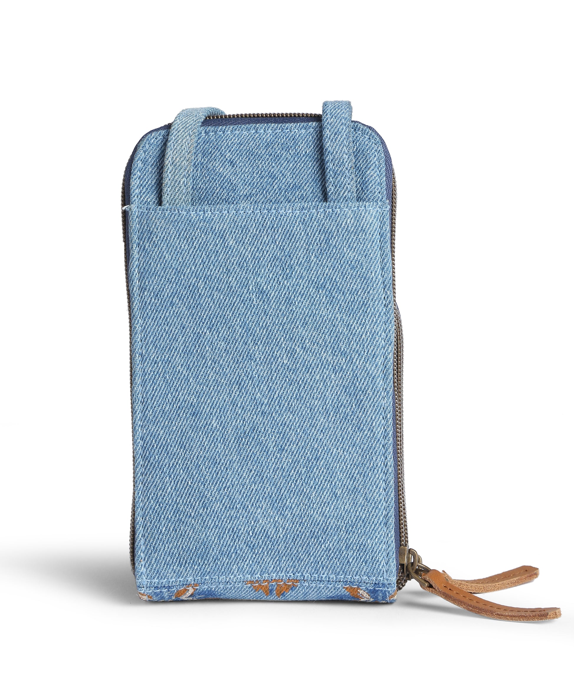 Block Print Double zip mobile pouch