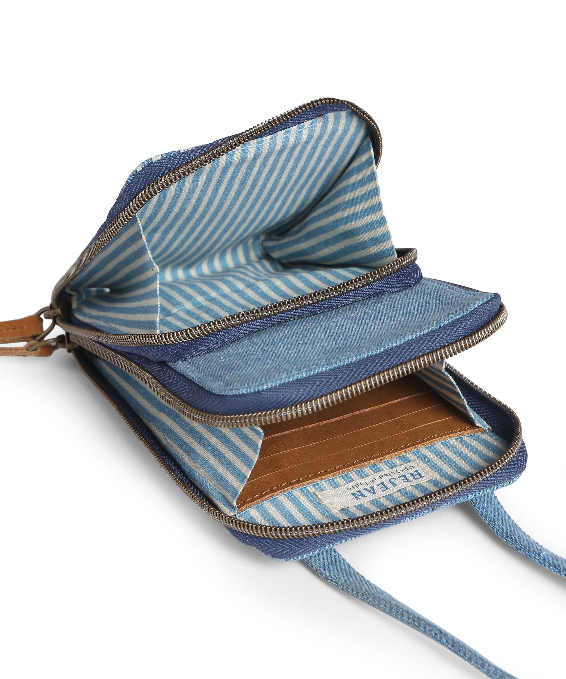 Block Print Double zip mobile pouch