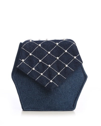 Denim Hexagon Wristlet
