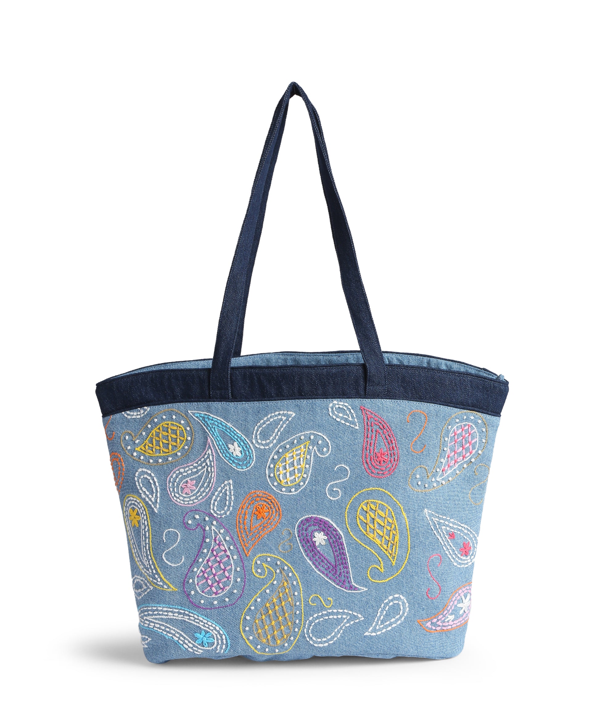 Multicolor Paisley Thread Embroidery Tote