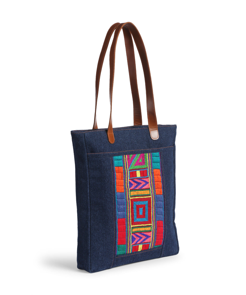 Multicolour Thread Embroidered Tote