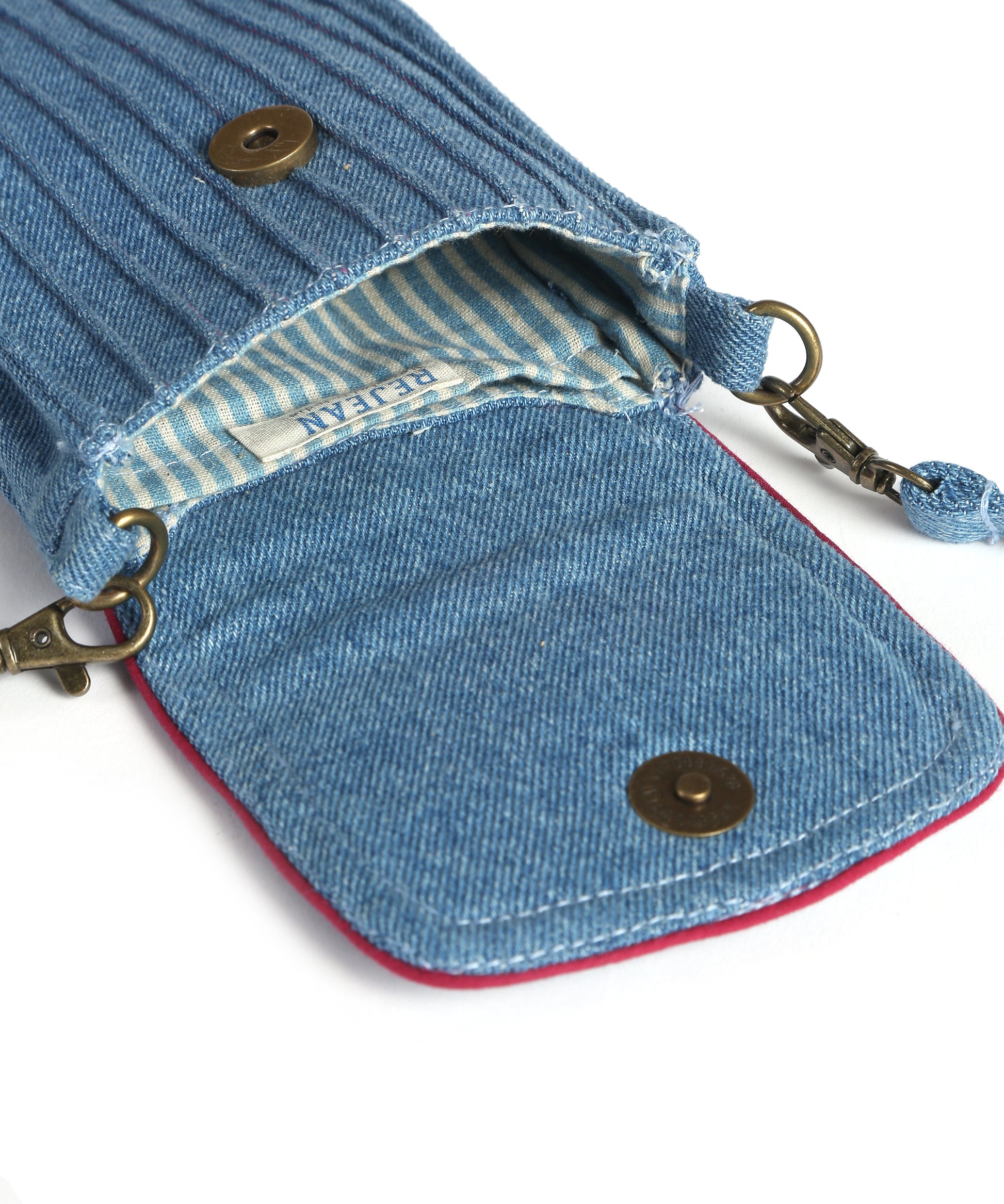 Pink Block Print Sequined Mobile Pouch