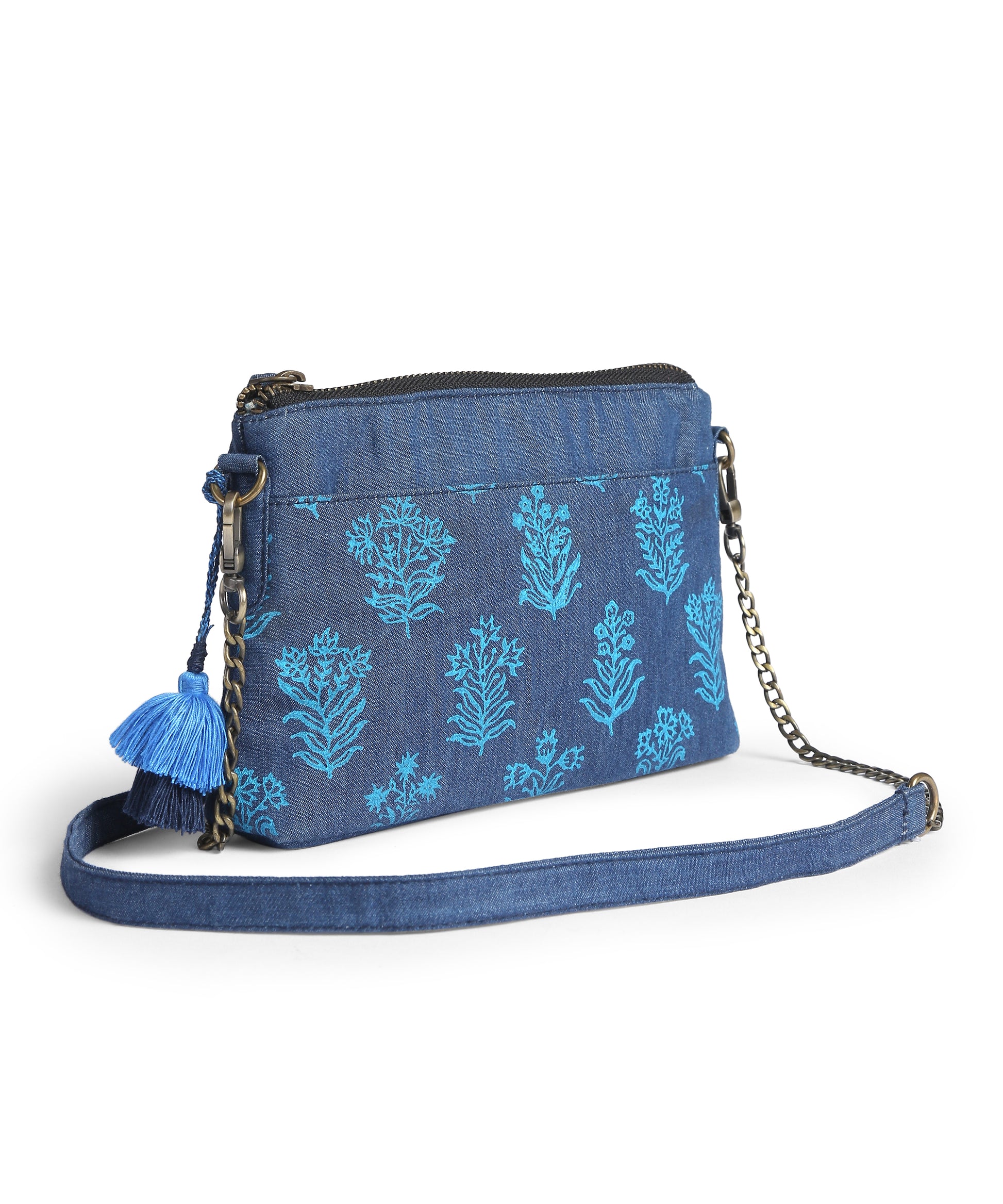 Turquoise Block Print Small Sling