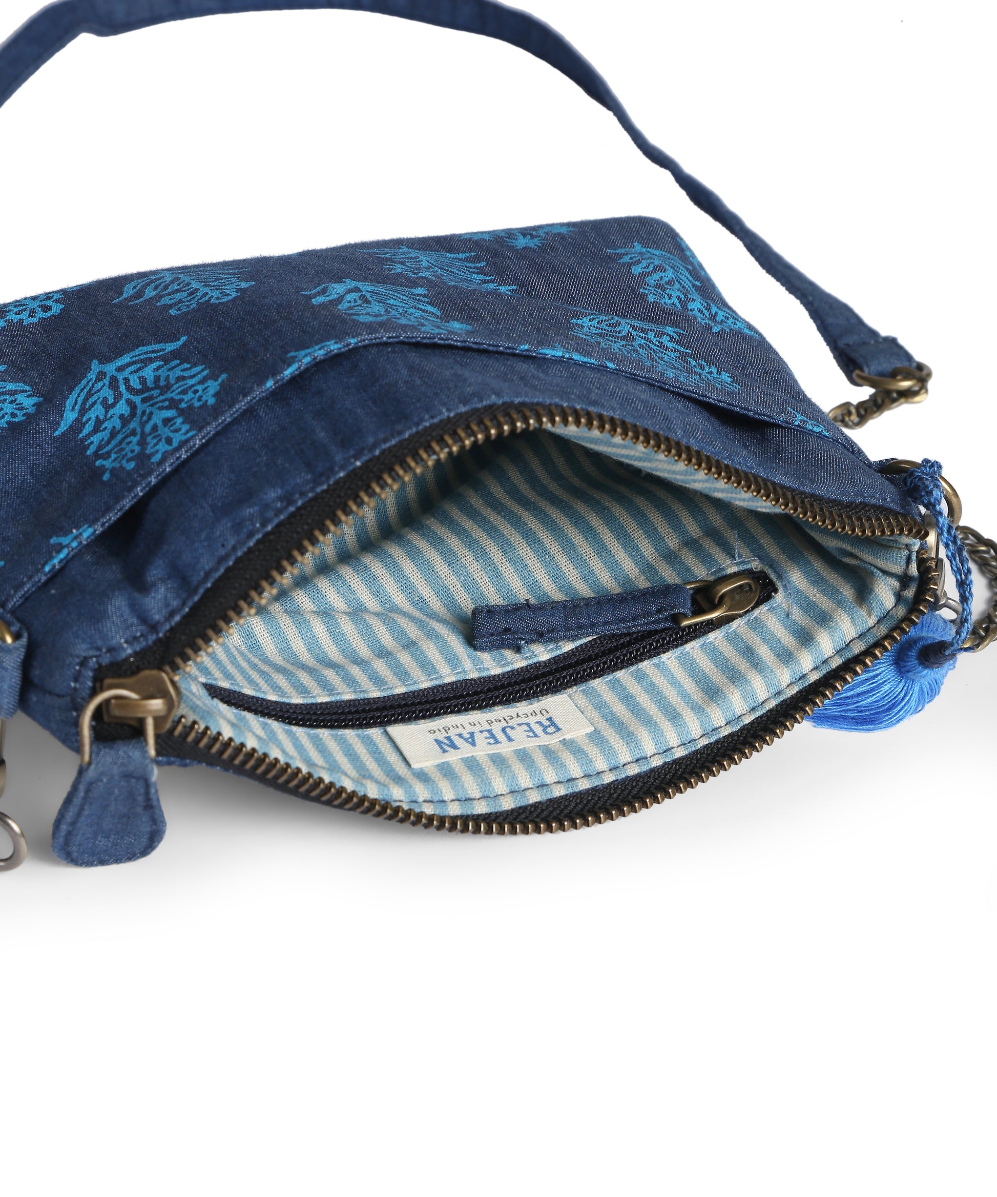 Turquoise Block Print Small Sling