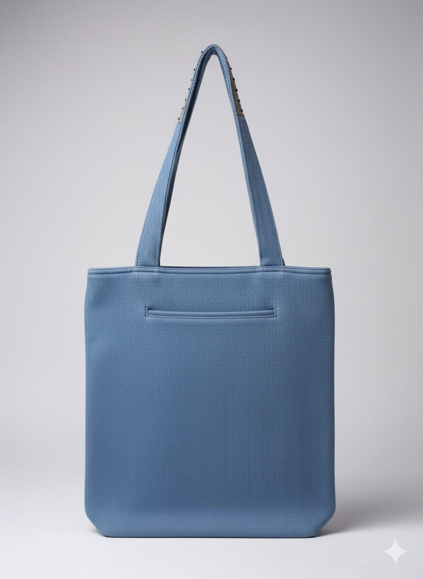 Yellow Block Print Denim Tote