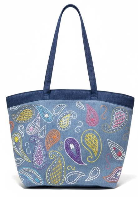 Multicolor Paisley Thread Embroidery Tote